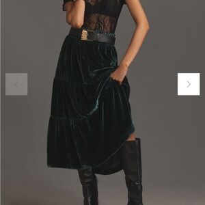 [XL] Anthropologie The Somerset Maxi Skirt Nina Pace Velvet Edition Dark Green